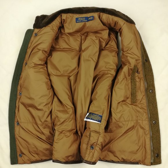 Polo Ralph Lauren Tweed Wool Down Hunting Vest Jacket Suede - Picture 4 of 8